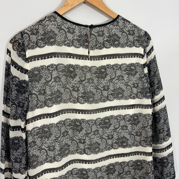 J.Crew Collection 100% Silk Shift Dress Sz 6 Lace Printed L/S Knee Length VGUC - Picture 8 of 11